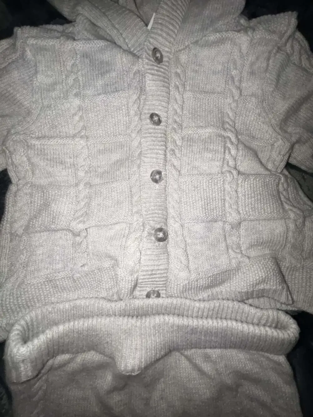 Little Me Baby Boy Two-Piece Cable Knit Hoodie and Pants Set